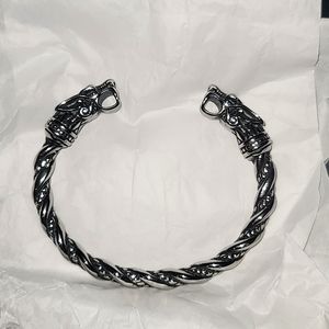 Men's dragon theme bracelet, stainless steel